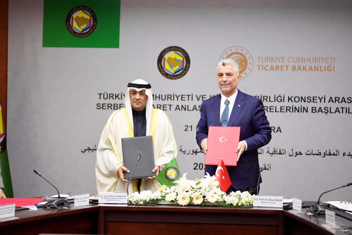 GCC chief Jassim Al-Budaiwi and Turkish Minister of Trade Omer Bolat signed the agreement to launch negotiations on a Free Trade Agreement on March 21. File/X/@omerbolatTR
