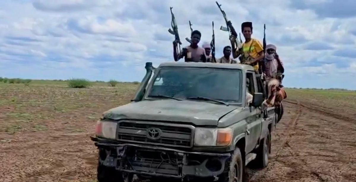 RSF fighters are seen on patrol in this screenshot image taken from a video posted on social media by the paramilitary group. (X: @RSFSudan)