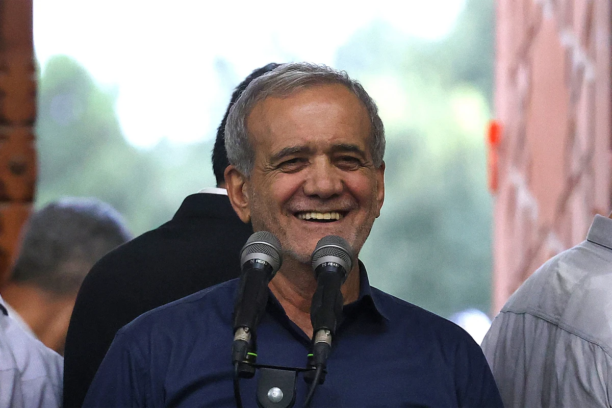 Newly-elected Iranian President Masoud Pezeshkian speaks during a visit in Tehran (File/AFP)
