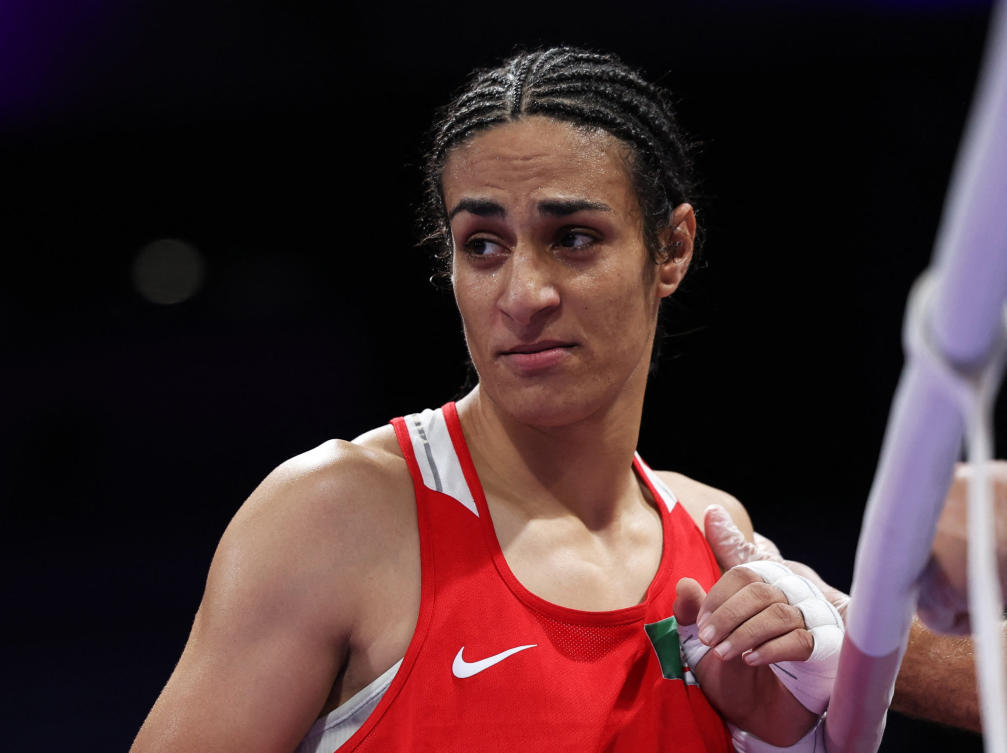 Imane Khelif of Algeria is seen after her fight against Angela Carini of Italy. (REUTERS)