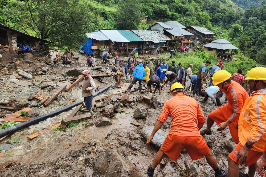 Heavy monsoon downpours in India’s Himalayan foothills triggered flash floods. (National Disaster Response Force/AFP)