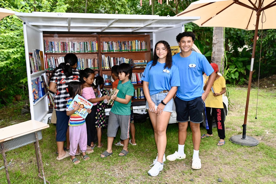 Arianna and Oliver Horsup launch their mobile library Chapters of Change in Misamis Oriental province, Philippines, June 27, 2024. (David Horsup)