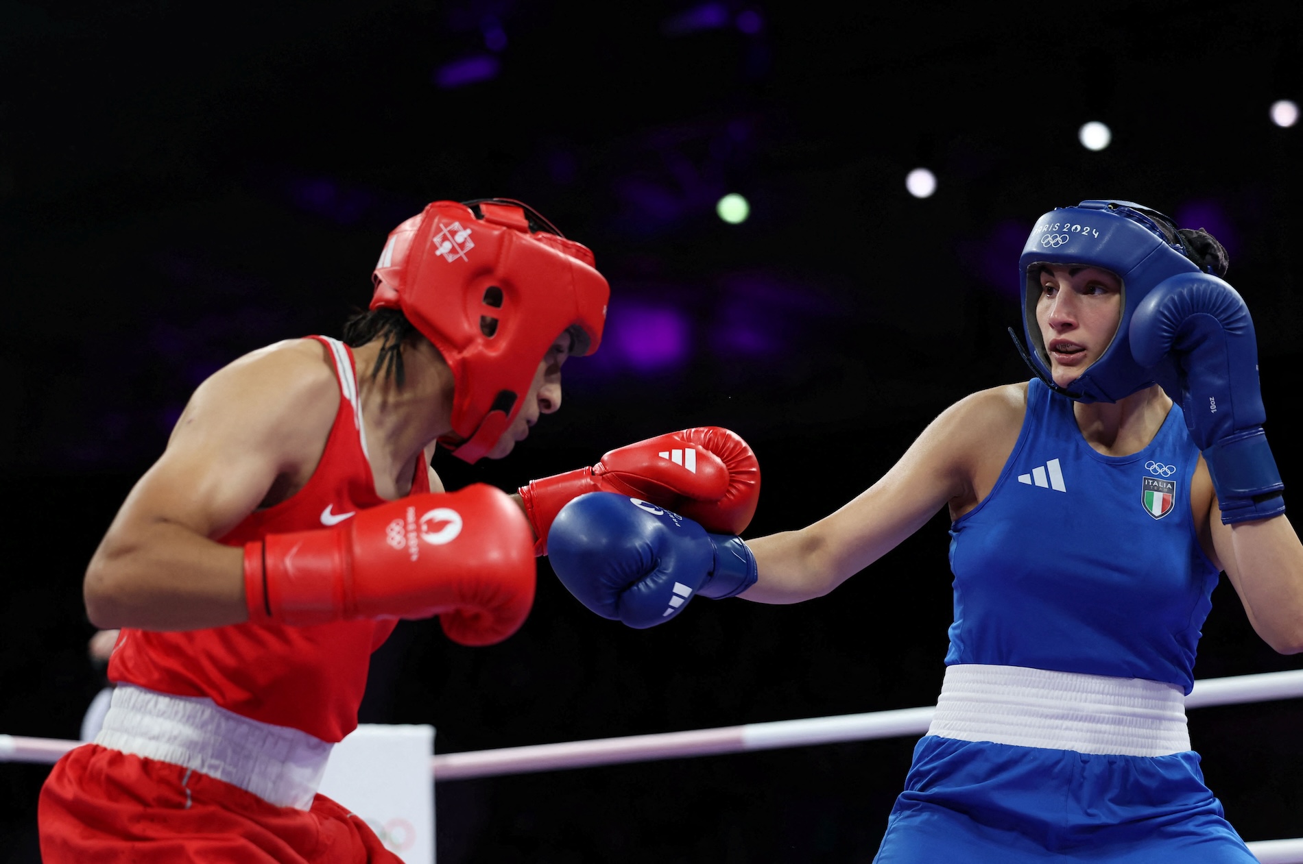 Imane Khelif of Algeria and Angela Carini of Italy in action. (REUTERS)