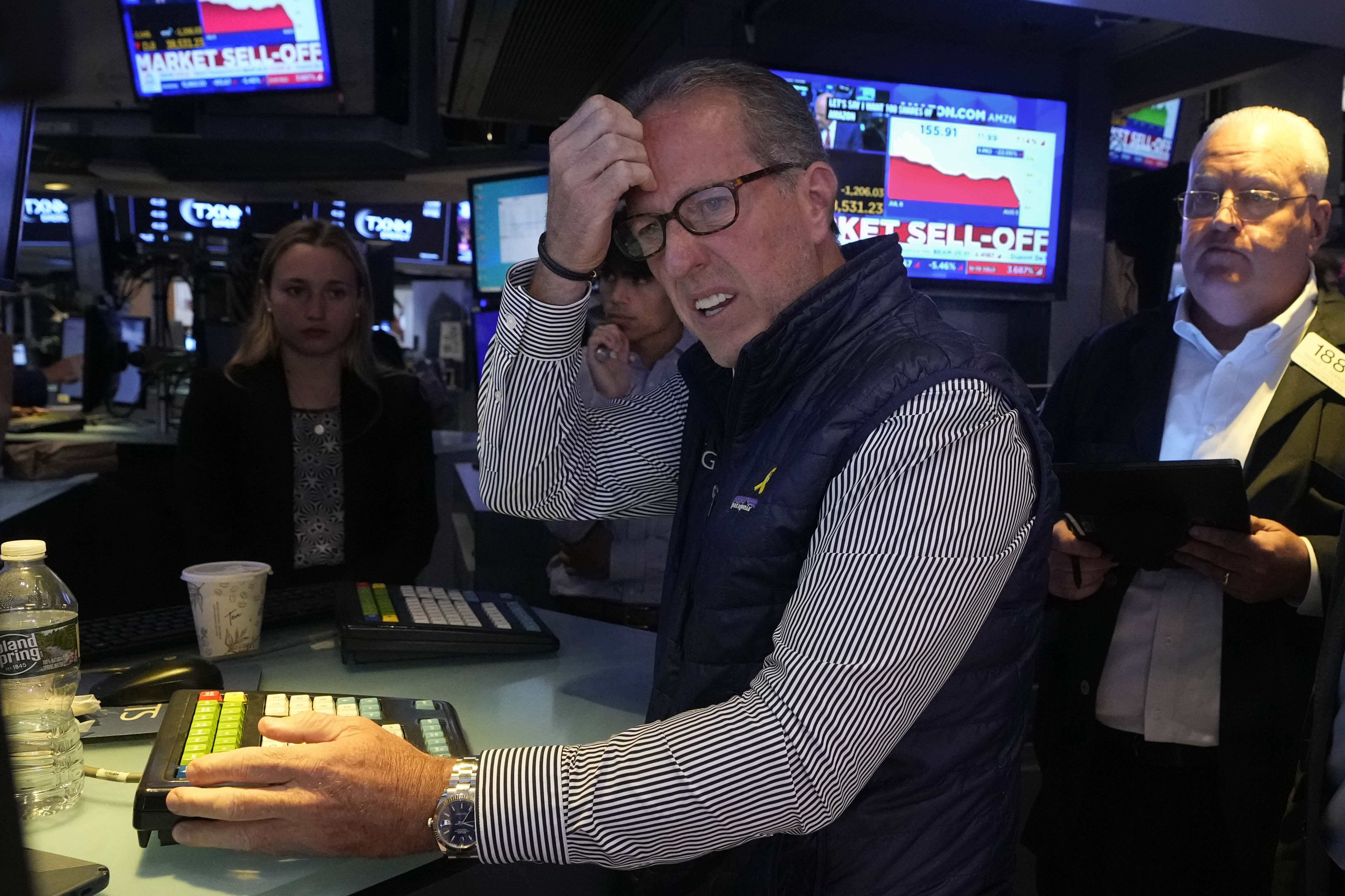 Nearly everything on Wall Street is tumbling Monday as fear about a slowing U.S. economy worsens and sets off another sell-off for financial markets around the world. AP