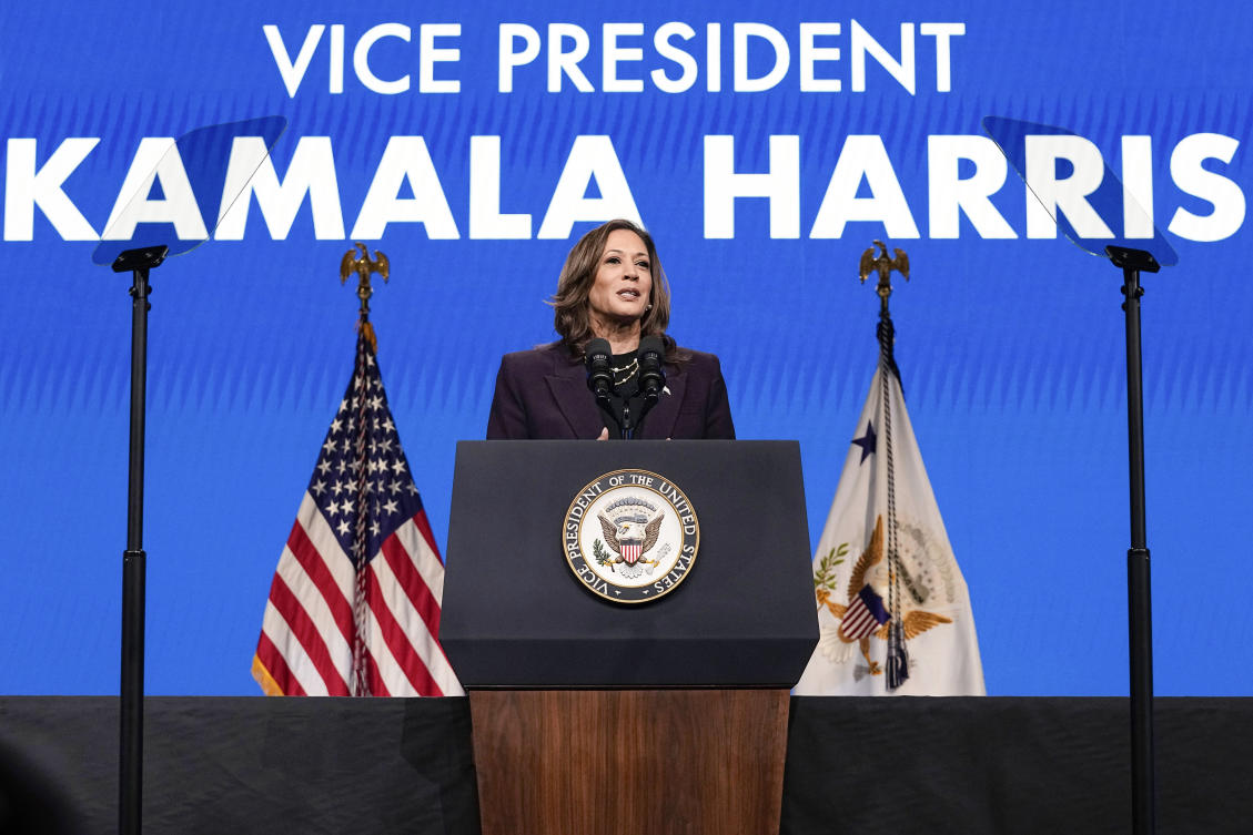 The US vice president threw her hat in the ring and began her search for a running mate after 81-year-old Joe Biden exited the race on July 21. (AP)
