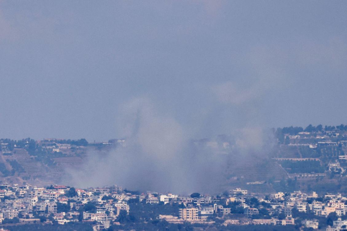 This picture taken from northern Israel shows smoke billowing during Israeli bombardment of the southern Lebanese border village of Khiam on Aug. 6, 2024. (AFP)