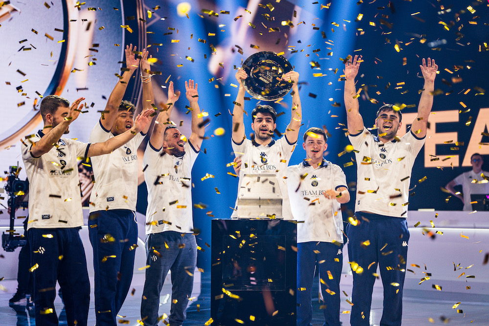 Team BDS celebrate their latest success at the Esports World Cup in Riyadh. (Supplied)