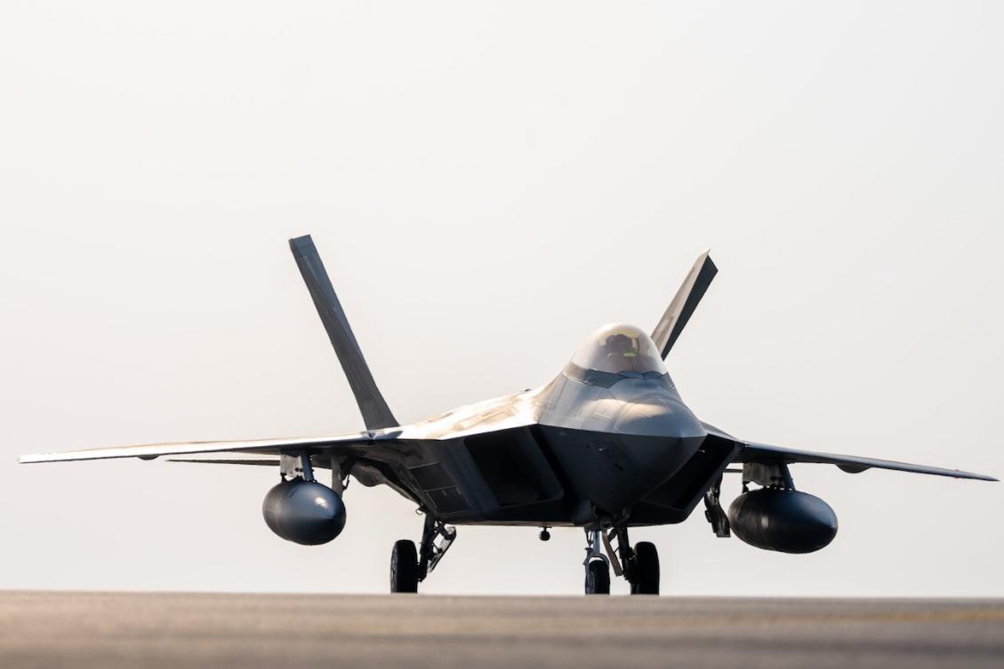 Advanced American F-22 stealth warplanes arrived in the Middle East on Thursday, the US military said. (@CENTCOM)