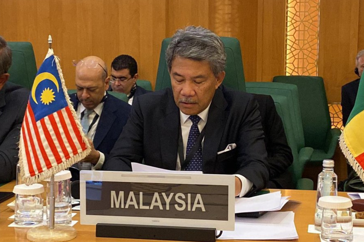 Malaysia's Foreign Minister Mohamad Hasan speaks during an OIC meeting in Jeddah, Saudi Arabia on Aug.7, 2024. (Malaysian Ministry of Foreign Affairs)