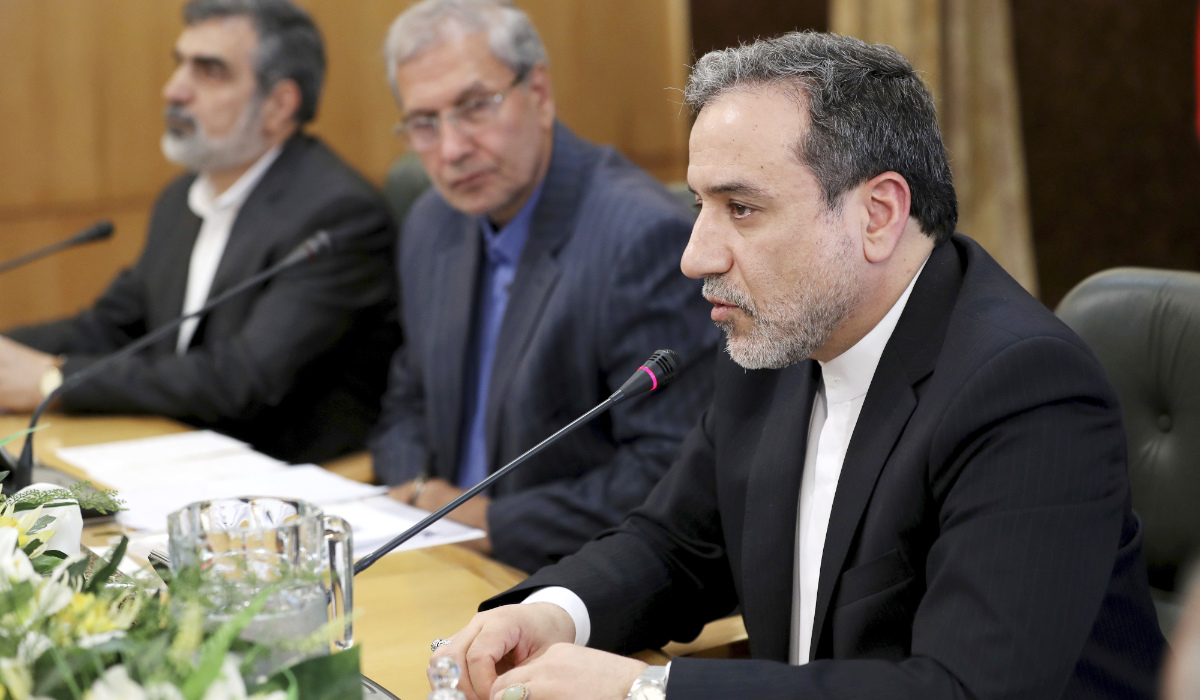 Iran’s Deputy Foreign Minister Abbas Araghchi, right, speaks in a press briefing in Tehran, Iran, on July 7, 2019. (AP file photo)