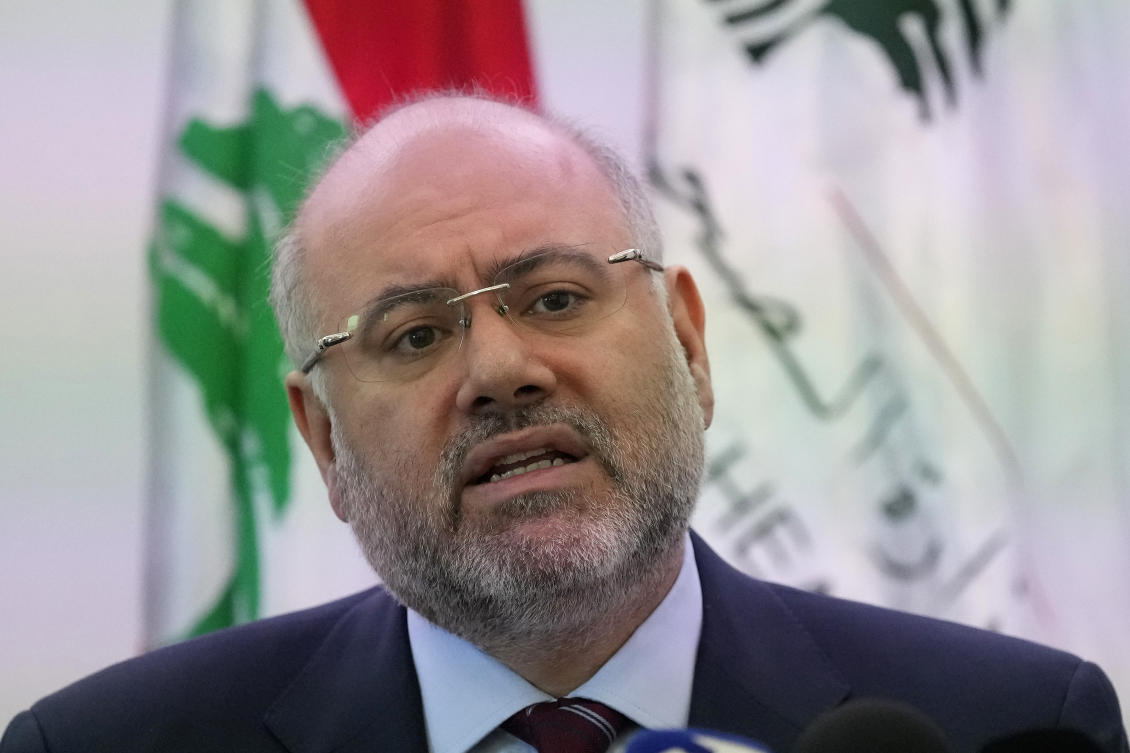 Lebanon's Health Minister Firas Abiad speaks during a press conference on the first case of cholera, in Beirut, Lebanon, Friday, Oct. 7, 2022. (AP)
