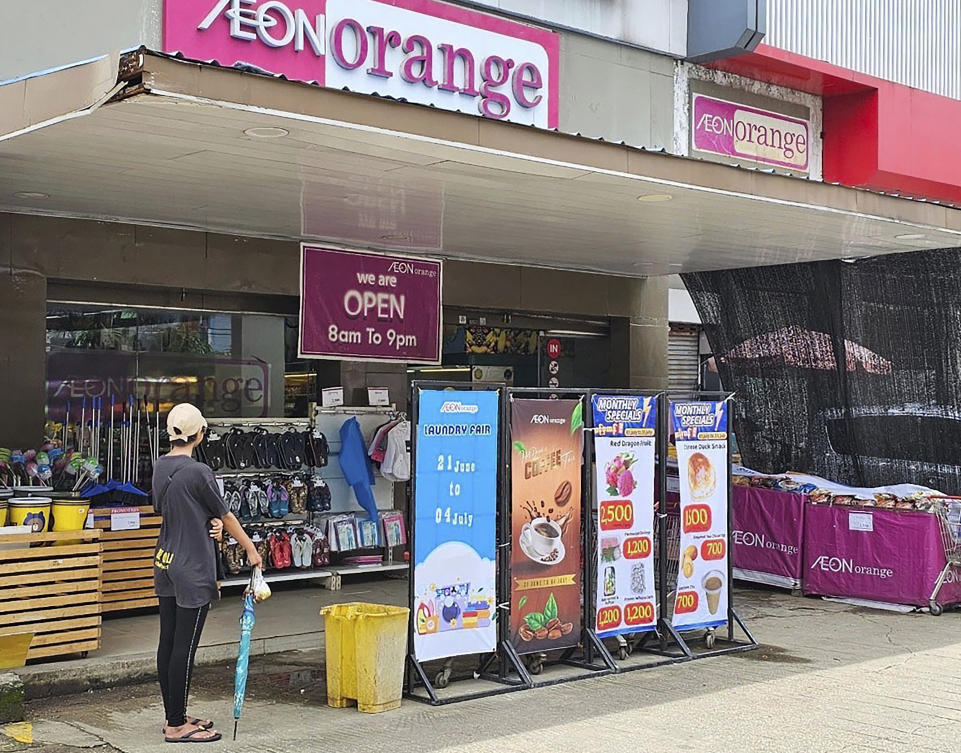 Aeon Orange is a part of Japan’s retail giant Aeon group, and operates several supermarkets in Myanmar. Above, an Aeon Orange outlet in Yangon. (Kyodo News via AP)