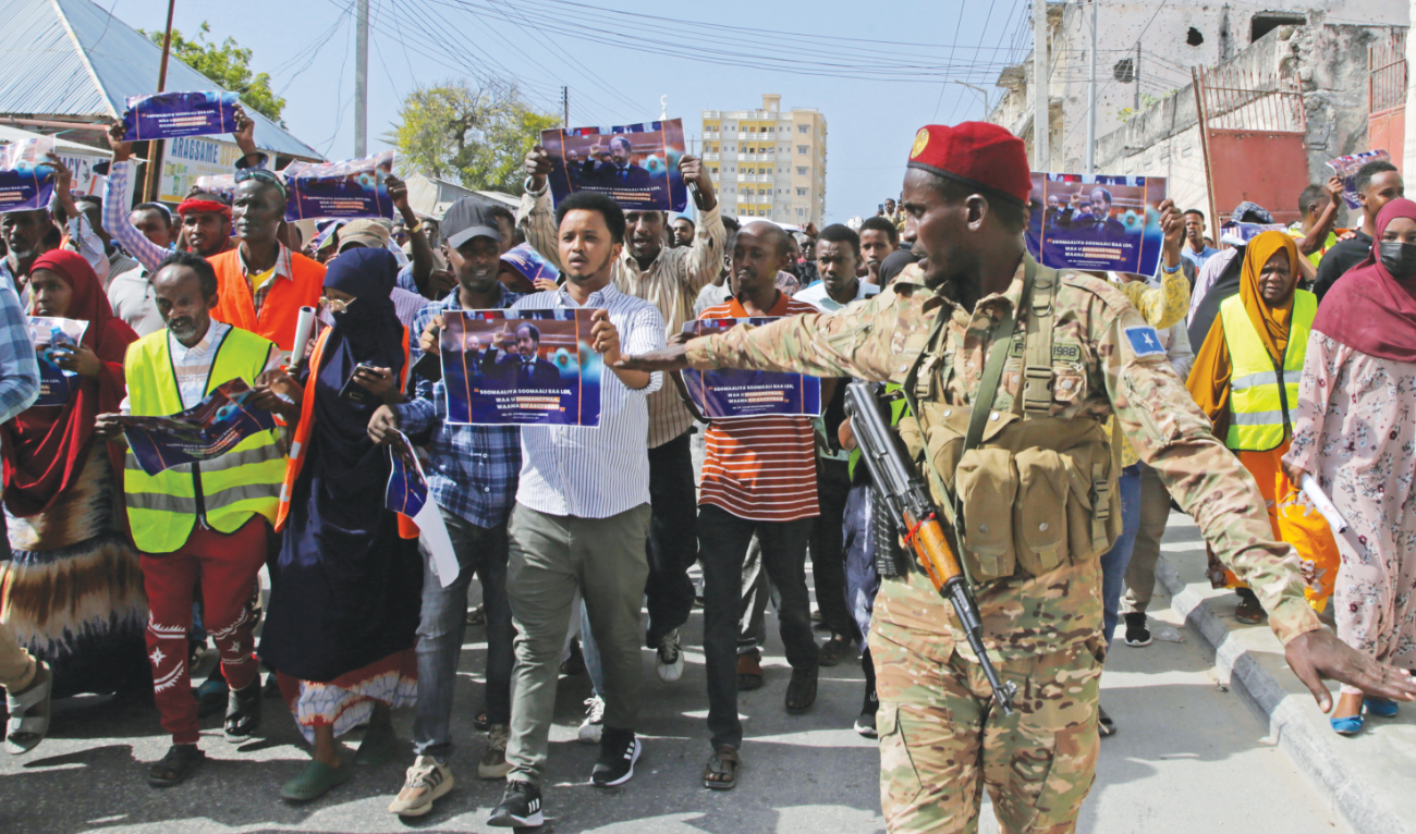 Mogadishu residents protest at a rally an agreement signed between Ethiopia and the breakaway region of Somaliland to give landlocked Ethiopia access to its shoreline, in this Jan. 3 file photo. (AP)