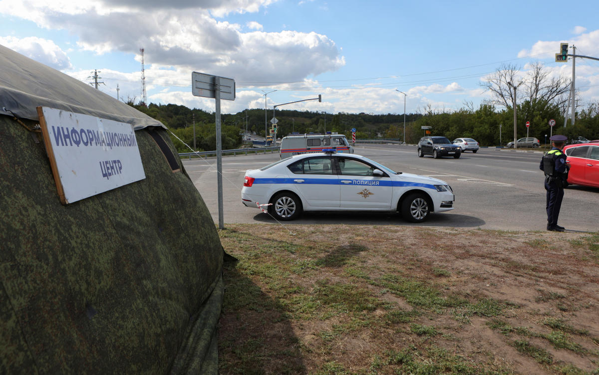A Russian traffic police officer stands guard at a checkpoint on the city outskirts, after a tight security regime was imposed in the region due to an incursion of Ukrainian troops, in the course of Russia-Ukraine conflict in Belgorod, (REUTERS)