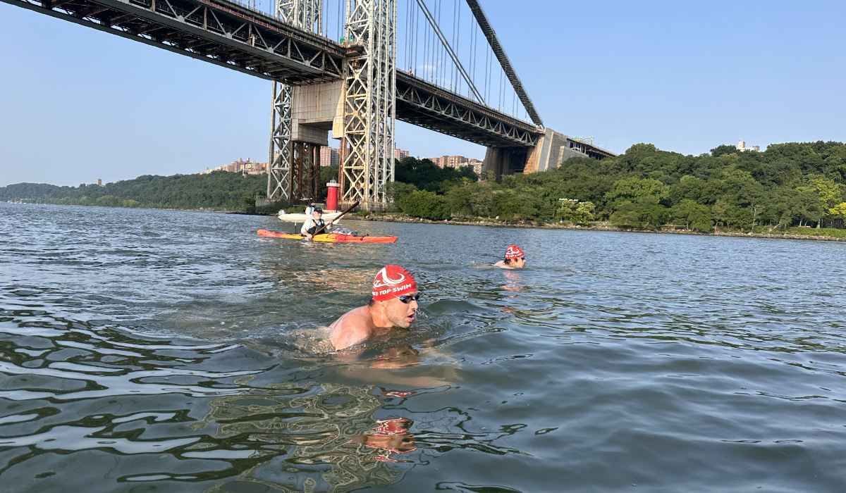 The Saudi brothers completed Manhattan’s 20 Bridges swim, a 48.5 km loop around the island, and one of three swims that constitute ‘the triple crown’ of open-water swimming. (Supplied)