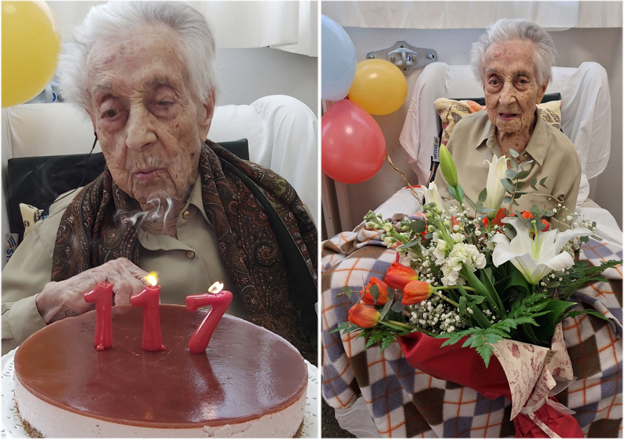 Maria Branyas Morera was born in the United States and lived through two world wars (X/@MariaBranyas112)