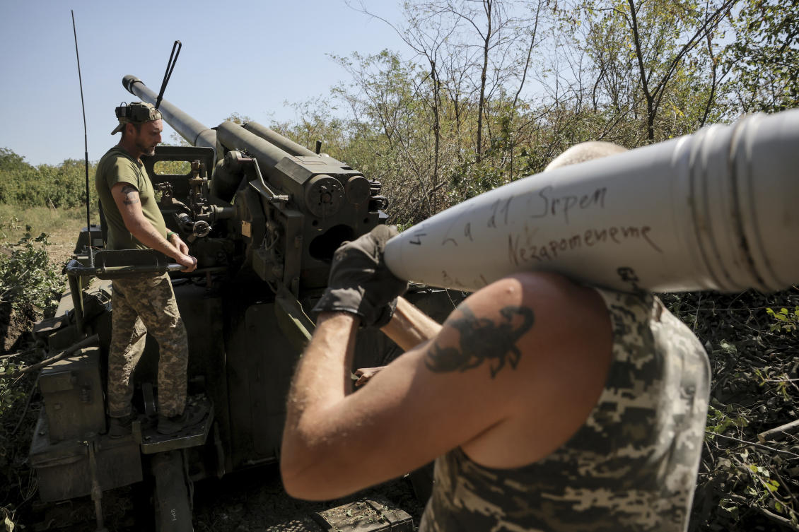 Ukrainian servicemen prepare to fire self-propelled howitzer toward Russian positions near Chasiv Yar town, in Donetsk region on Aug. 20, 2024. (Ukrainian 24th Mechanized Brigade via AP)