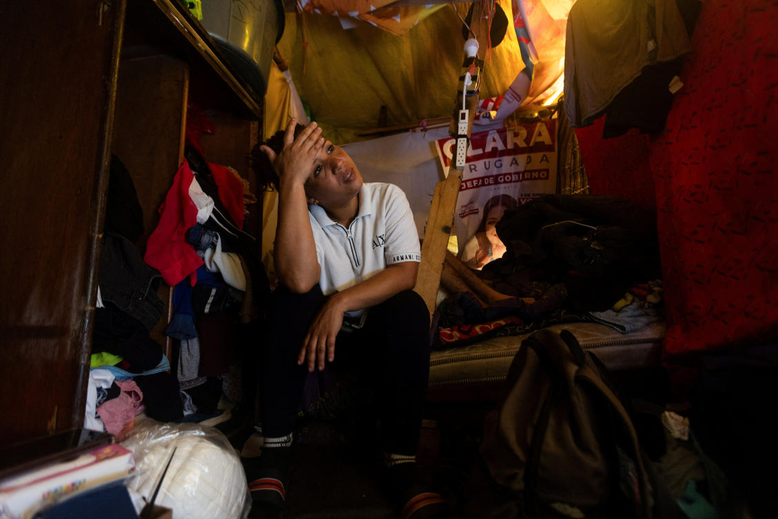 Since the app was launched in January 2023, more than 765,000 people have scheduled appointments to request asylum. Above, a Venezuelan migrant outside the La Soledad church while waiting to travel to the northern border in Mexico City on Aug. 16, 2024. (Reuters)