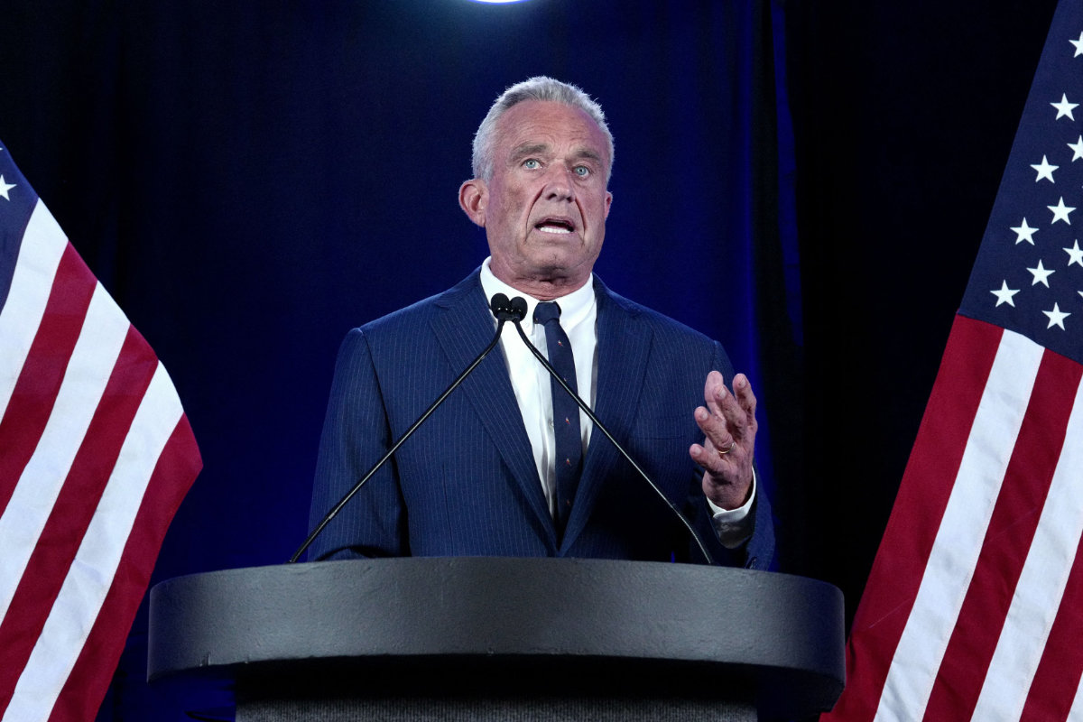 Independent presidential candidate Robert F. Kennedy Jr. speaks in Phoenix, Arizona, on August 23, 2024. (AFP)