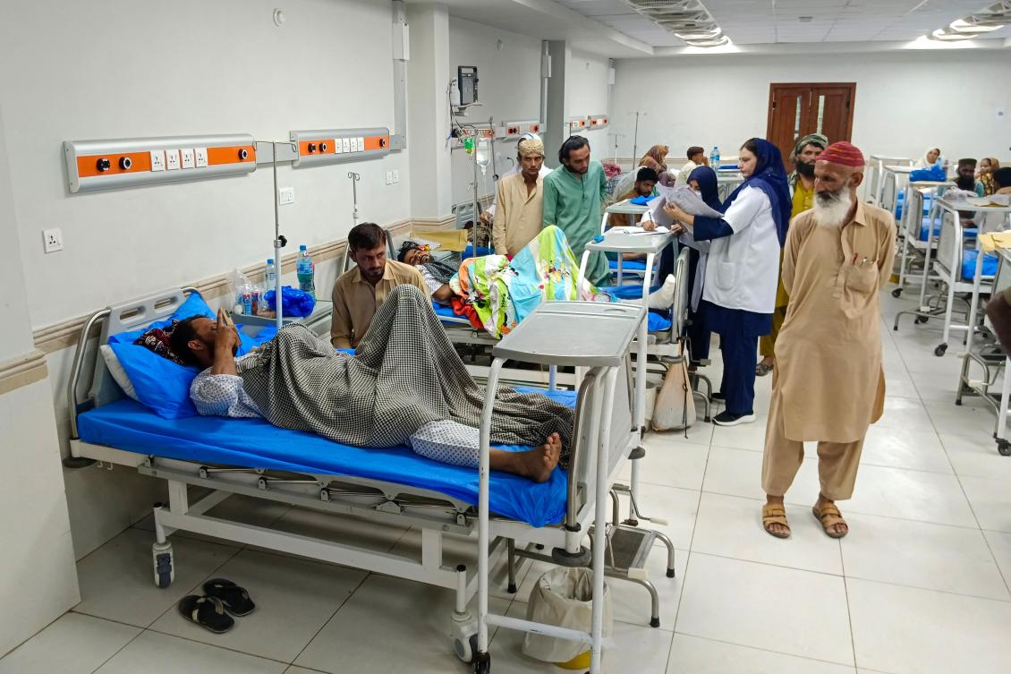Wounded policemen rest at a hospital, after an attack in Rahim Yar Khan, in Punjab province on August 23, 2024. (AFP)