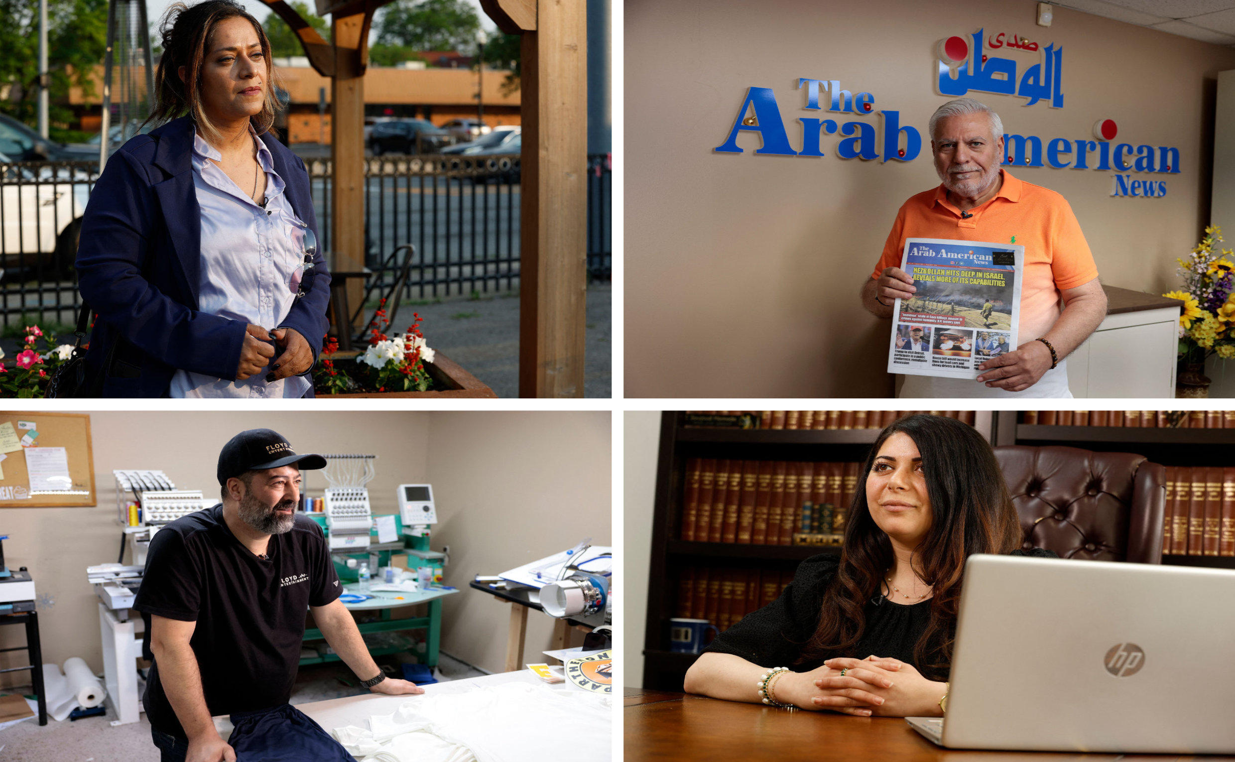 Clockwise, from top left: Samra’a Luqman, Osama Siblani, Soujoud Hamade and Merwan Beydoun. (AFP photos)