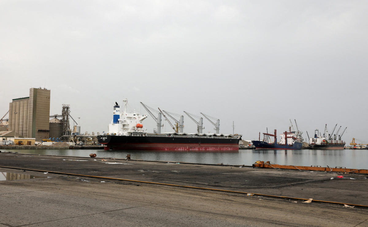 Ships are docked at the Red Sea port of Hodeidah, Yemen. (File/Reuters)