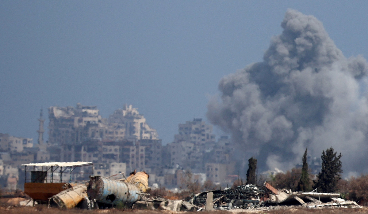Smoke rises from an explosion in Gaza, amid the Israel-Hamas conflict, near the Israel-Gaza border, as seen from Israel, August 23, 2024. (REUTERS)