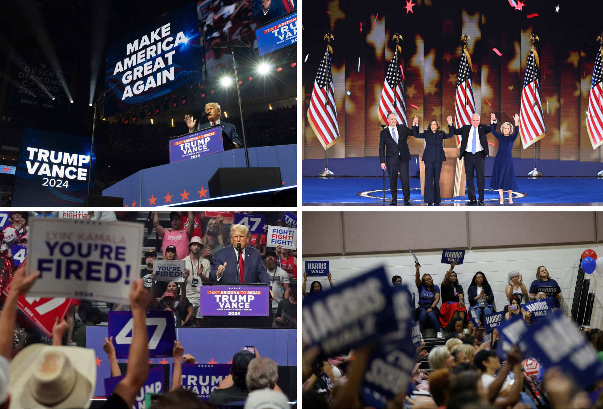 Behind the usual story-telling in the US presidential campaign is a pitched, high-stakes battle over how to frame the biggest story of all — the one about America. (AFP & Reuters photos)