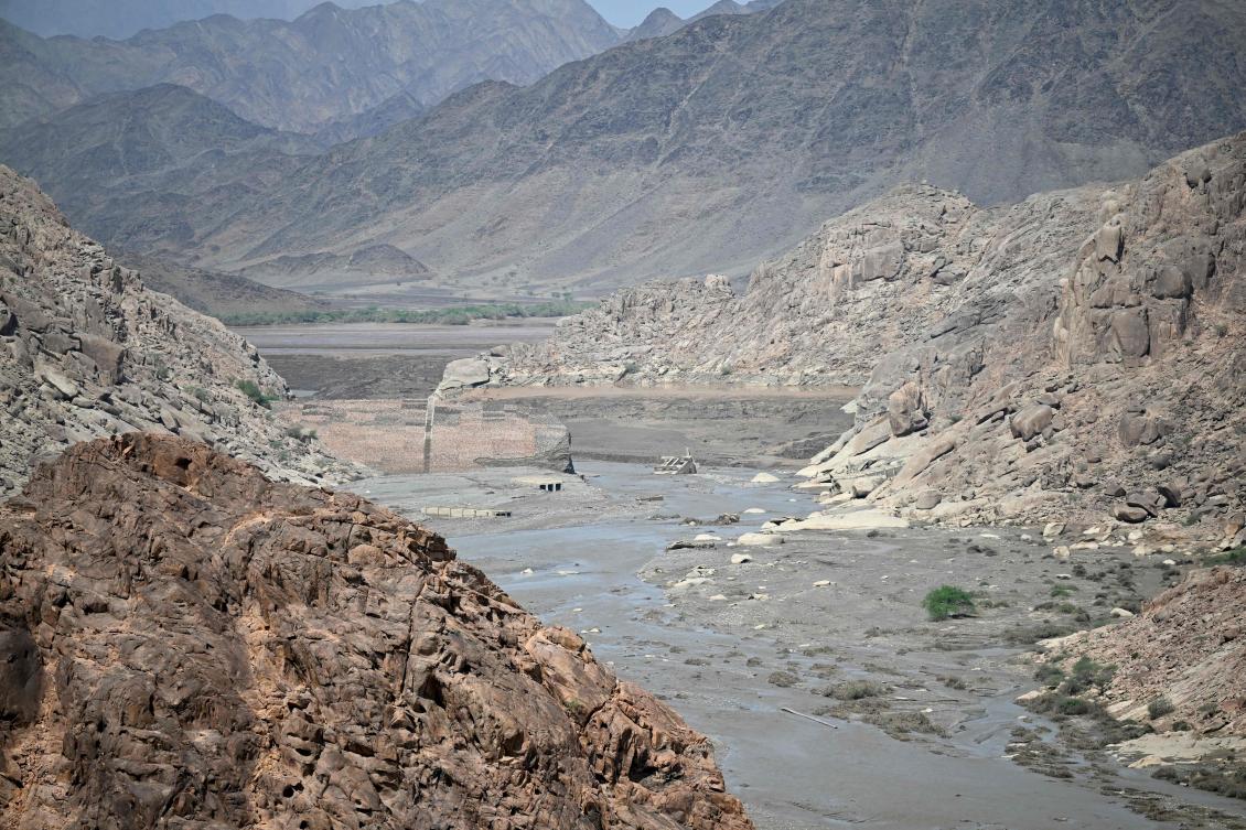 This picture shows the destroyed Arbaat Dam, 40km north of Port Sudan that collapsed following heavy rains and torrential floods on August 25, 2024. (AFP)