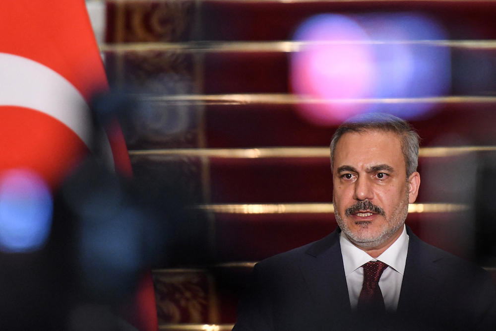 Turkish Foreign Minister Hakan Fidan’s visit comes amid Ankara’s repeated criticism of Western allies over what it calls their unconditional support of Israel in the war with Hamas in Gaza. (AFP)