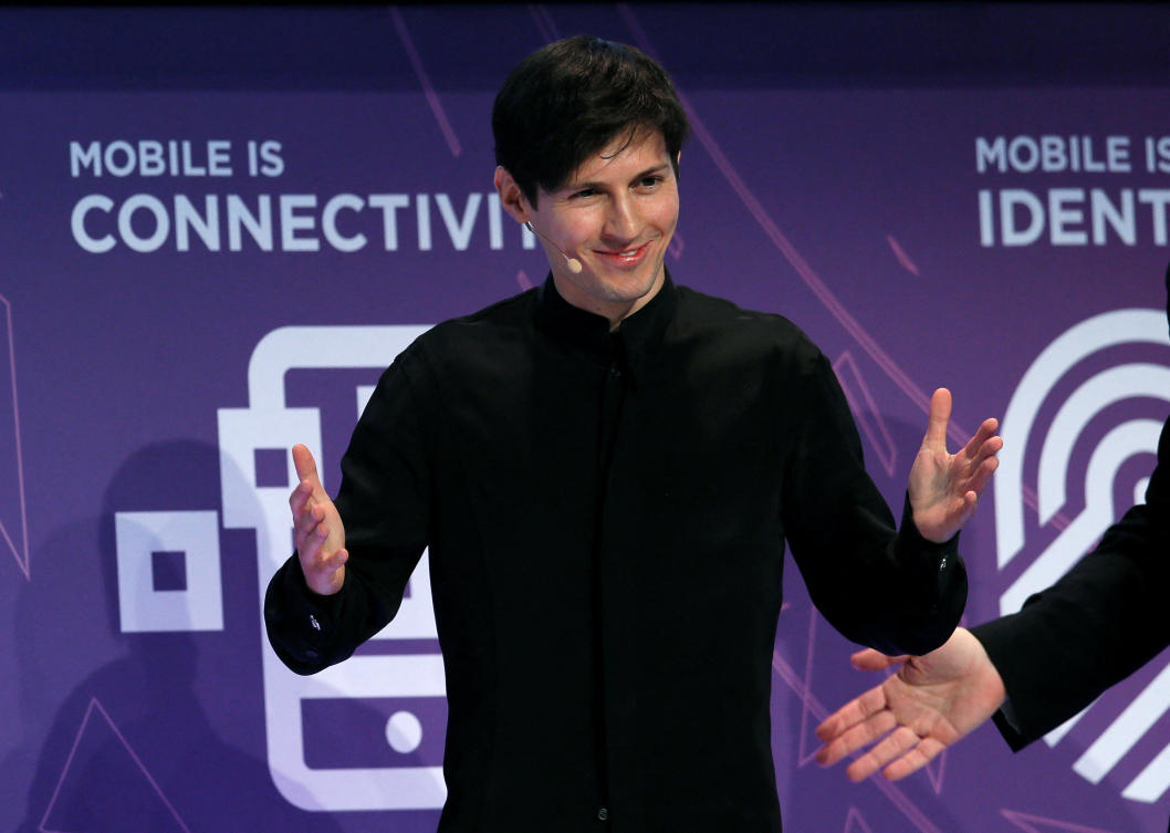 Founder and CEO of Telegram Pavel Durov delivers a keynote speech during the Mobile World Congress in Barcelona, Spain, February 23, 2016. (Reuters)