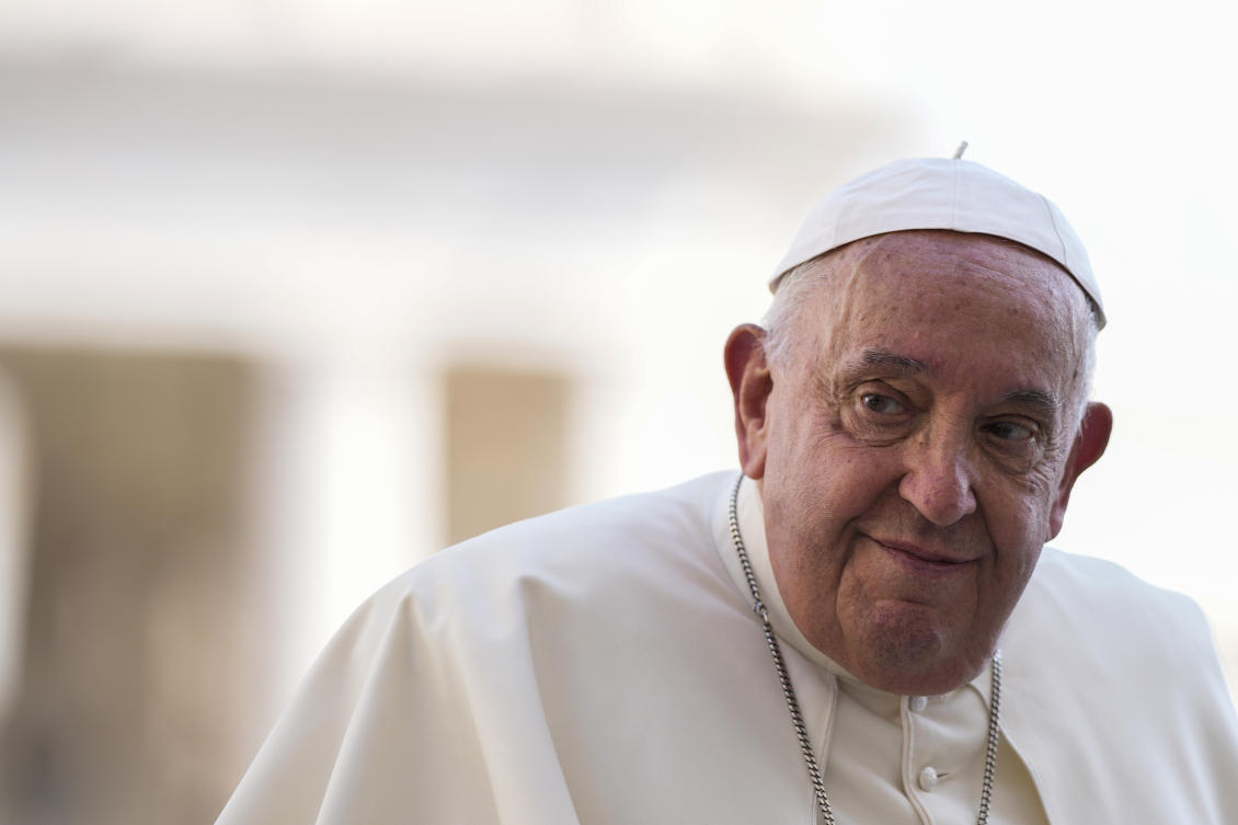 Pope Francis leaves after his weekly general audience in St. Peter’s Square at The Vatican, Wednesday, Aug. 28, 2024. (AP)