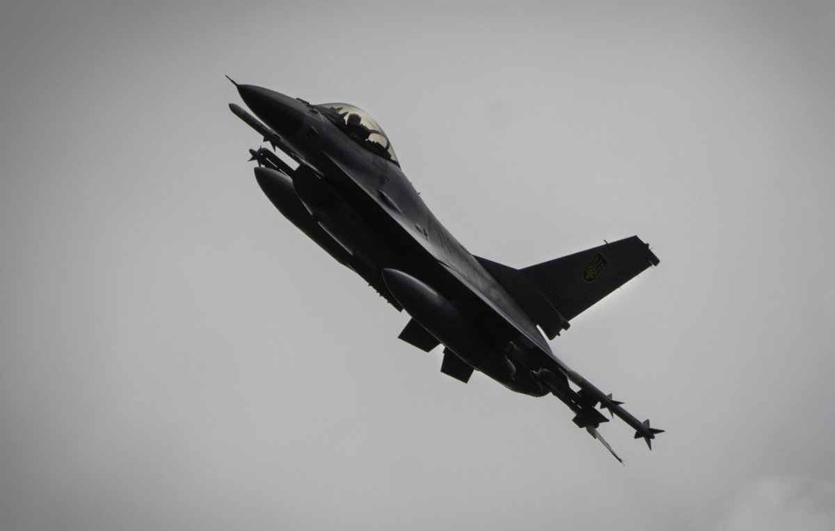 In this photo taken Aug. 4, 2024, the Ukrainian Air Force's F-16 fighter jet flies in an undisclosed location in Ukraine.(AP)