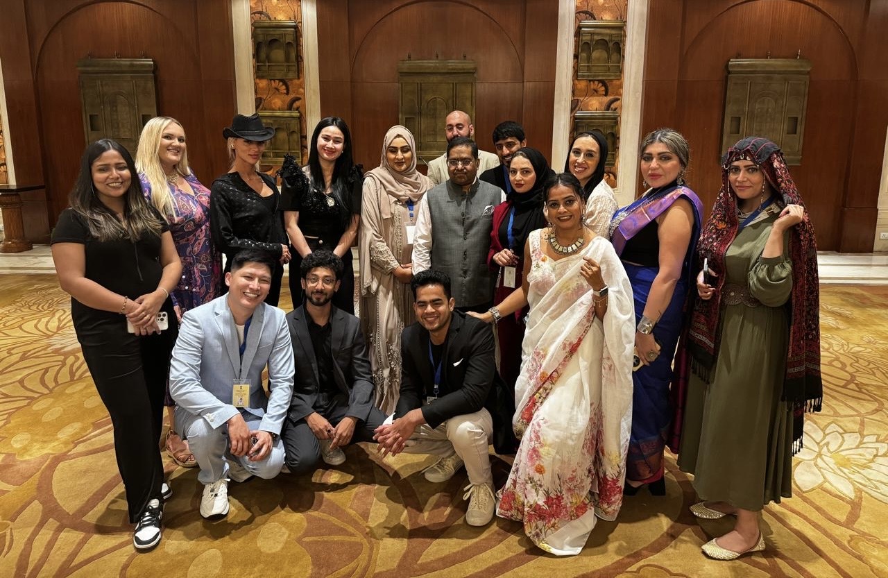 Content creators from the UAE take part in a dinner gala hosted by the Indian Ministry of External Affairs in New Delhi. (Rutavi Mehta)