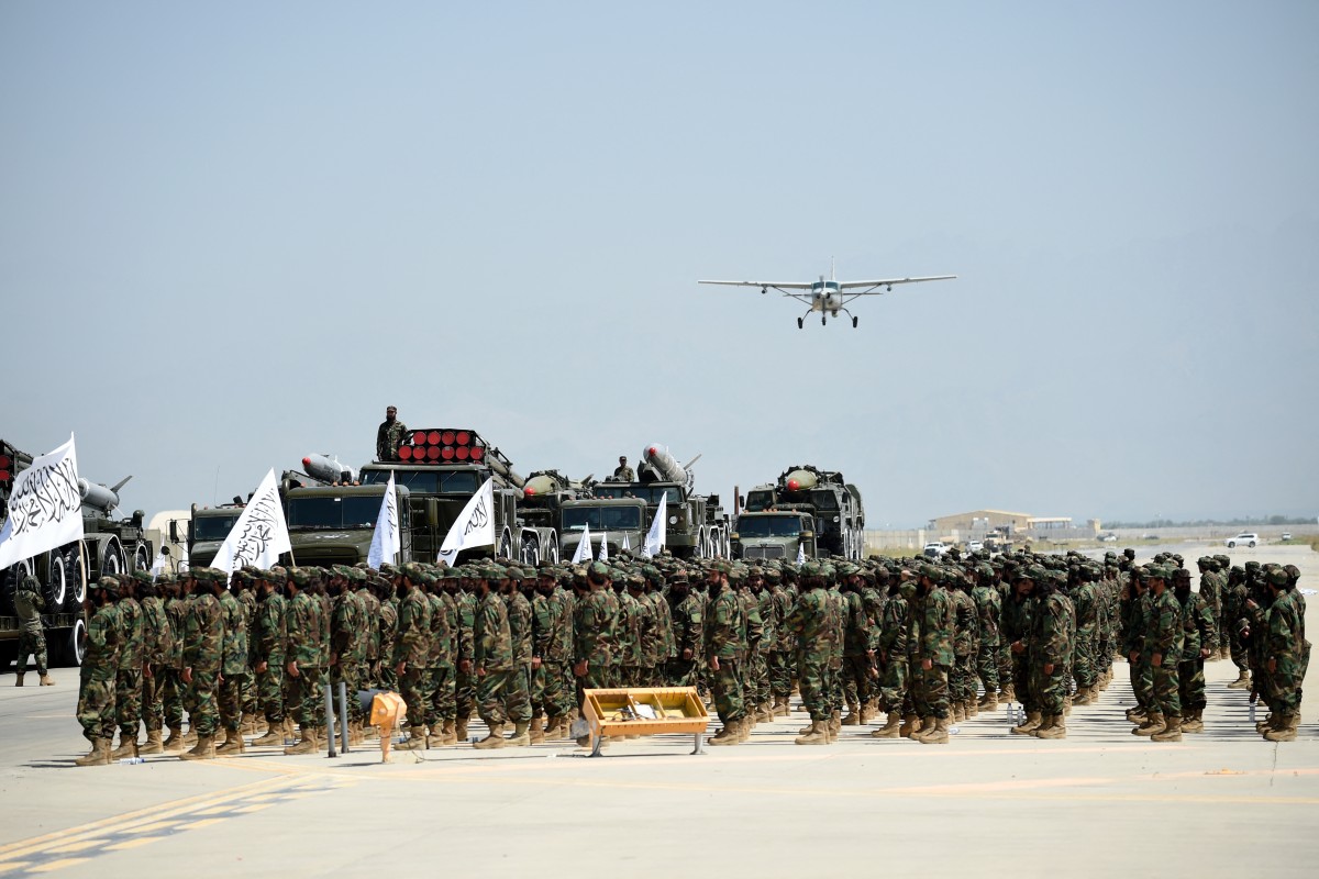 Taliban displayed their newly found military strength in a dazzling parade last week at Bagram airfield. (AFP)