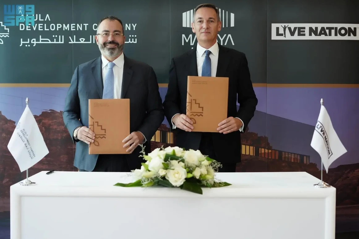 Fabian Toscano, CEO of AlUla Development Co., and President of Live Nation Arabia James Craven. SPA