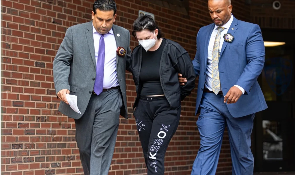 Taylor Pelton, 28, who police say helped vandalize the homes of the Brooklyn Museum's leaders with red paint during a wave of pro-Palestinian protests has been arrested on hate crimes charges. (X/ @NYDailyNews)