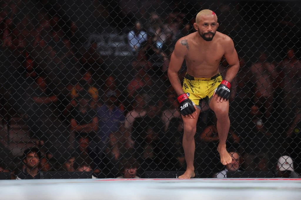 File photo of Deiveson Figueiredo of Brazil looks on at Cody Garbrandt during their bantamweight fight at T-Mobile Arena (AFP)