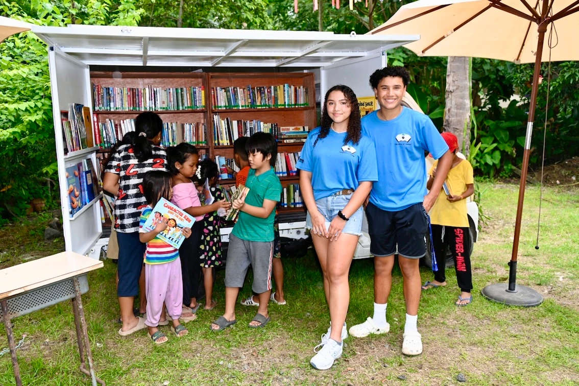 Arianna and Oliver Horsup launch their mobile library Chapters of Change in Misamis Oriental province, Philippines, June 27, 2024. (David Horsup)
