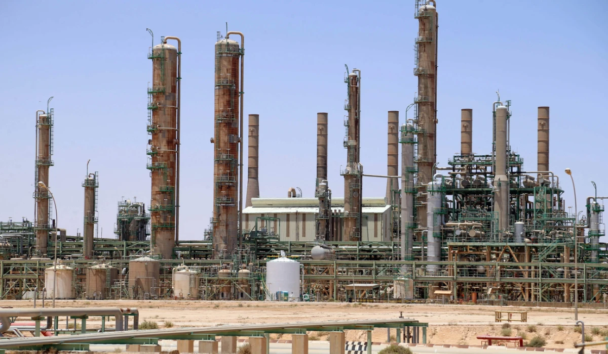 A picture taken on June 3, 2020 shows an oil refinery in Libya's northern town of Ras Lanuf. (AFP)
