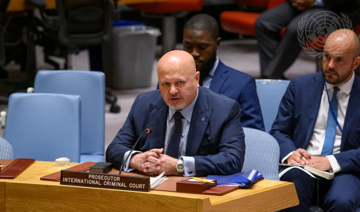 Karim Khan, Prosecutor of the International Criminal Court, briefs the Security Council meeting on the situation in the Sudan and South Sudan. (UN)