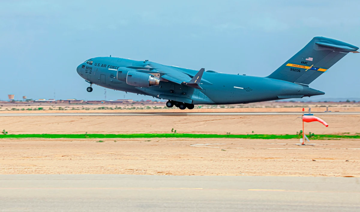 US Air Force plane takes off from their base In Agadez, Niger, Monday, Aug 5, 2024. (AP)