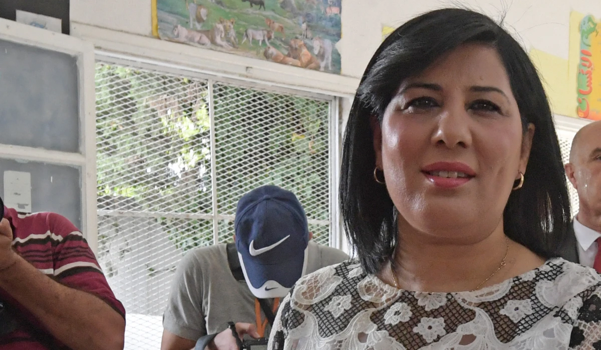 Abir Moussi, a candidate for Tunisia's presidential elections, casts her ballot at a polling station in the capital Tunis on September 15, 2019. (AFP)