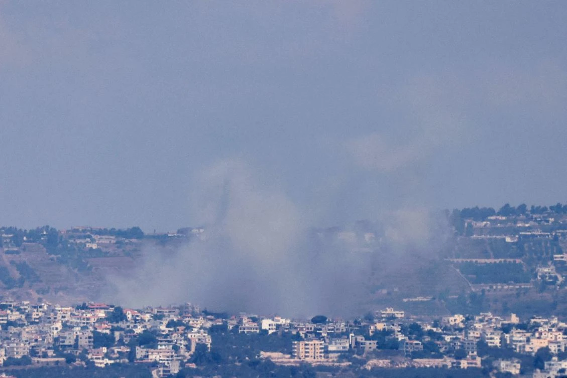 This picture taken from northern Israel shows smoke billowing during Israeli bombardment of the southern Lebanese border village of Khiam on Aug. 6, 2024. (AFP)