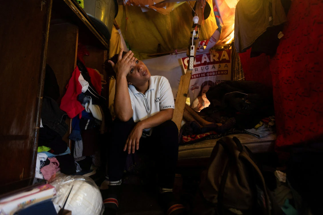 Since the app was launched in January 2023, more than 765,000 people have scheduled appointments to request asylum. Above, a Venezuelan migrant outside the La Soledad church while waiting to travel to the northern border in Mexico City on Aug. 16, 2024. (Reuters)