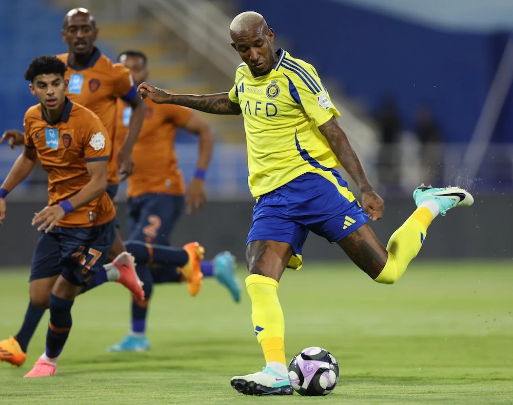 Talisca scored twice as Al-Nassr defeated Al-Fayha 4-1 on Tuesday night. (X: @AlNassrFC_EN)