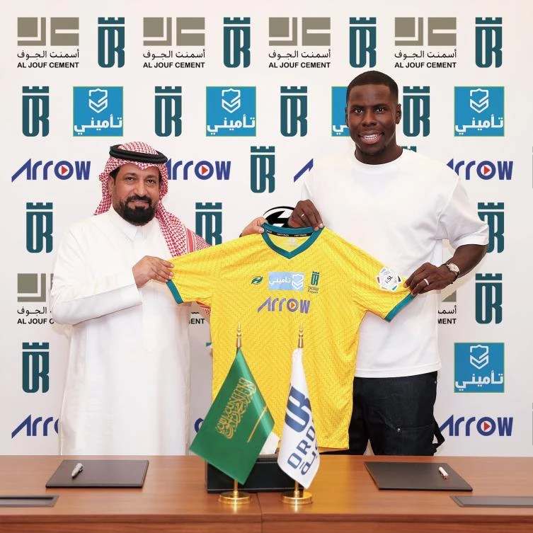 West Ham defender Kurt Zouma moved to Saudi Pro League club Al-Orobah on loan on Saturday. (X/@ALOROBAH_FC)