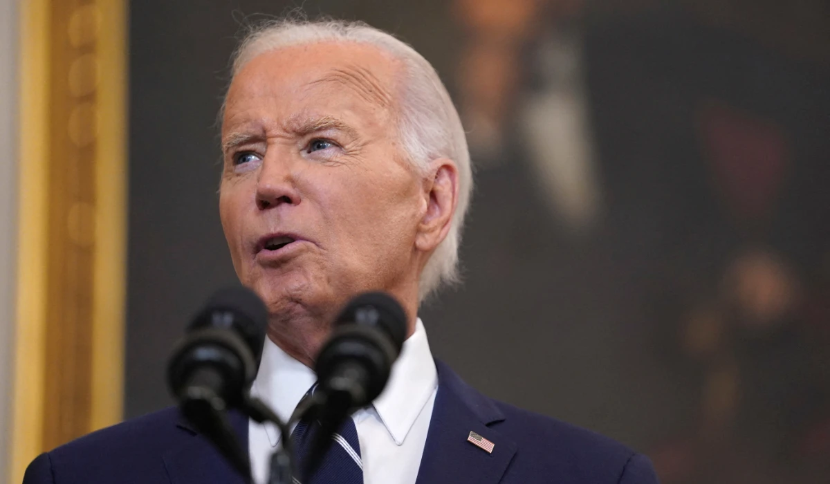 US President Joe Biden speaks during a brief event at the White House in Washington. (REUTERS)