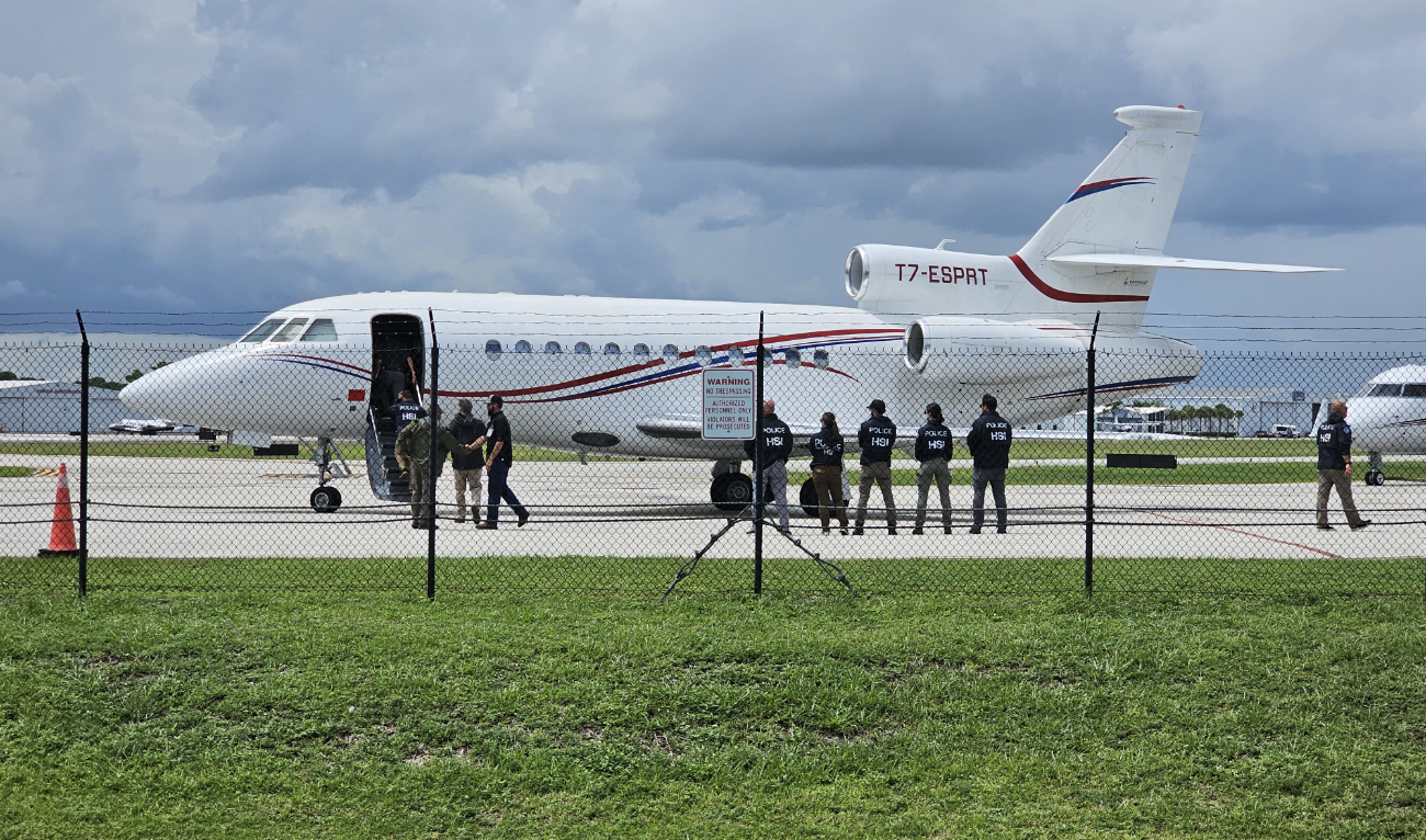Venezuelan President Nicolas Maduro's aircraft, a Dassault Falcon 900EX private jet, after being seized by US law enforcement officials is seen in Fort Lauderdale, Florida. (AFP)