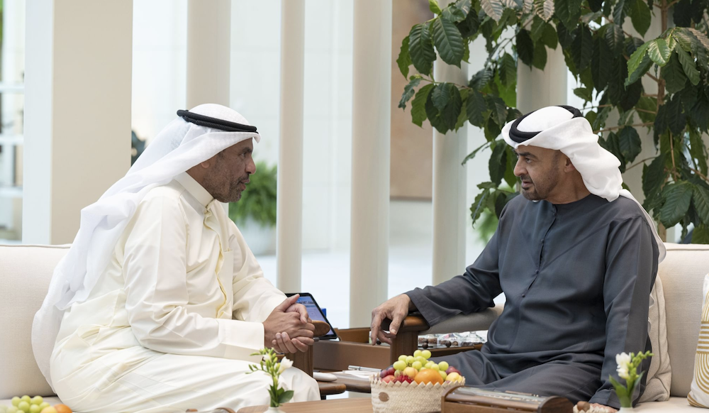 UAE President Sheikh Mohamed bin Zayed Al-Nahyan on Monday received Kuwaiti Foreign Minister Abdullah Ali Al-Yahya in Abu Dhabi. (WAM)